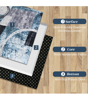 Large Blue Area Rug, Geometric Carpet Living Room Bedroom, 160x230cm