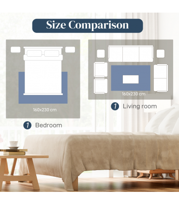 Large Blue Area Rug, Geometric Carpet Living Room Bedroom, 160x230cm