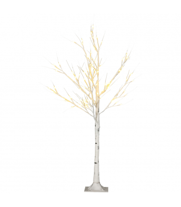 HOMCOM 4ft Artificial White Birch Tree Light  72 Warm White Pre-Lit LED Light