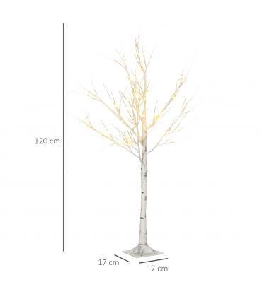 HOMCOM 4ft Artificial White Birch Tree Light  72 Warm White Pre-Lit LED Light