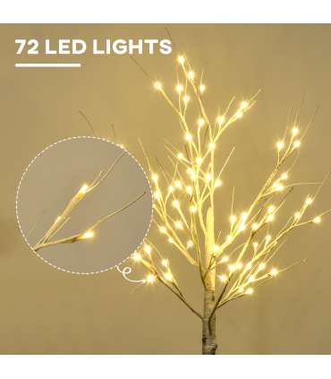 HOMCOM 4ft Artificial White Birch Tree Light  72 Warm White Pre-Lit LED Light