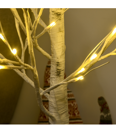 HOMCOM 4ft Artificial White Birch Tree Light  72 Warm White Pre-Lit LED Light