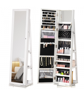 Jewelry Cabinet Full Length Mirror 360??? Swivel Lockable Organizer