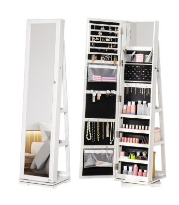 Jewelry Cabinet Full Length Mirror 360??? Swivel Lockable Organizer