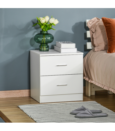 Bedside Table w/ 2 Drawers, Nightstand, Side Storage Cabinet Unit