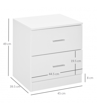 Bedside Table w/ 2 Drawers, Nightstand, Side Storage Cabinet Unit