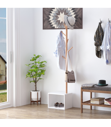 Coat Rack Storage Bench Hallway Tree Hat Hanger Entryway Bedroom Stand