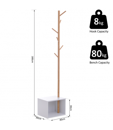 Coat Rack Storage Bench Hallway Tree Hat Hanger Entryway Bedroom Stand