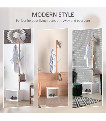 Coat Rack Storage Bench Hallway Tree Hat Hanger Entryway Bedroom Stand