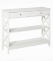 Console Table Side Desk Shelves Drawers Open Top Hfiallway White
