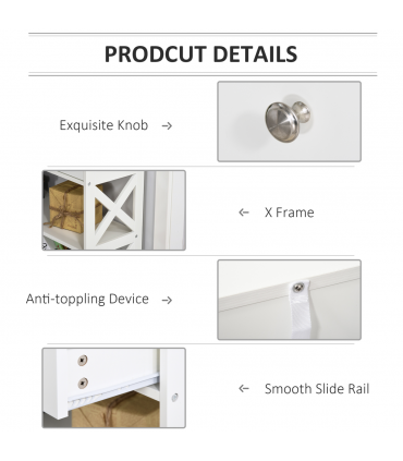 Console Table Side Desk Shelves Drawers Open Top Hfiallway White