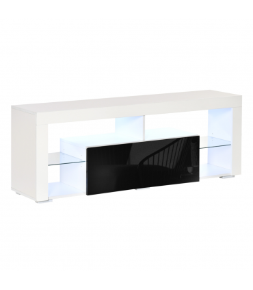 HOMCOM 140cm TV Stand Cabinet High Gloss TV Stand Unit  LED RGB Light Storage