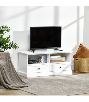 HOMCOM TV Stand with Drawers Shelves and Cable Management, for 45" TVs, White