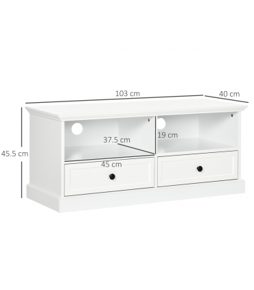 HOMCOM TV Stand with Drawers Shelves and Cable Management, for 45" TVs, White