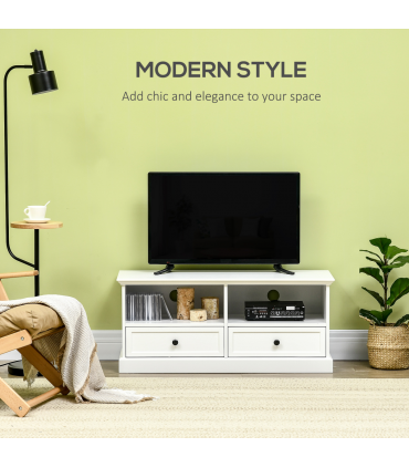 HOMCOM TV Stand with Drawers Shelves and Cable Management, for 45" TVs, White