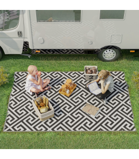121x182cm Reversible Outdoor Rug Portable Plastic Straw RV  Outsunny