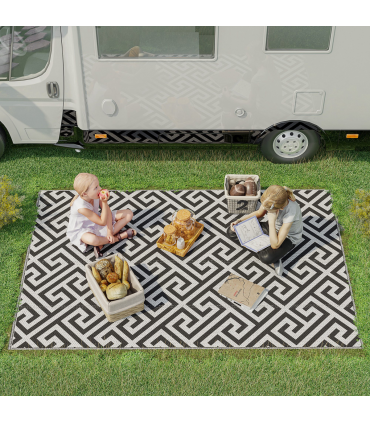 121x182cm Reversible Outdoor Rug Portable Plastic Straw RV  Outsunny