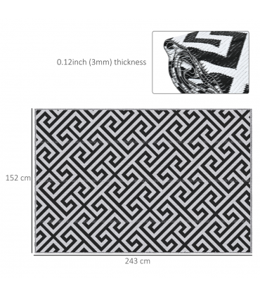 121x182cm Reversible Outdoor Rug Portable Plastic Straw RV  Outsunny