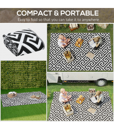121x182cm Reversible Outdoor Rug Portable Plastic Straw RV  Outsunny