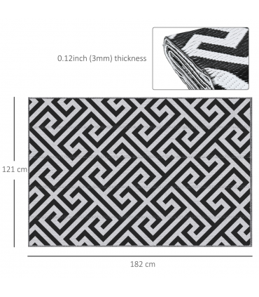 121x182cm Reversible Outdoor Rug Portable Plastic Straw RV  Outsunny