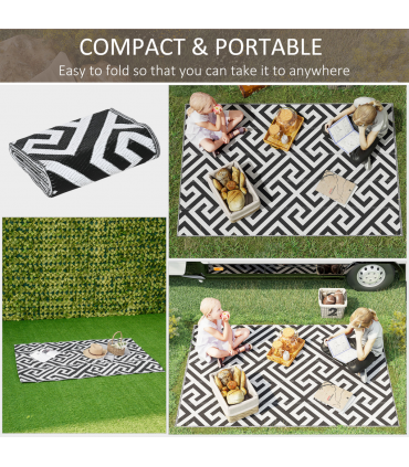 121x182cm Reversible Outdoor Rug Portable Plastic Straw RV  Outsunny