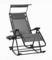 Folding Recliner Chair Outdoor Lounge Rocker Zero-Gravity Seat, Grey