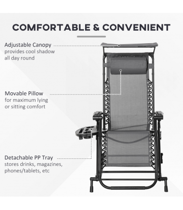 Folding Recliner Chair Outdoor Lounge Rocker Zero-Gravity Seat, Grey