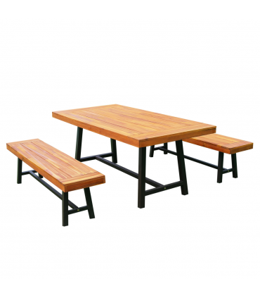 3 Pieces Acacia Wood Picnic Dining Set Outdoor Indoor Furniture Outsunny