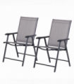 2-PCS Garden Armchairs Outdoor Patio Folding Modern Furniture Grey Outsunny