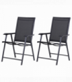 2-PCS Garden Armchairs Outdoor Patio Folding Modern Furniture Black Outsunny