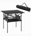 Aluminum Camping Table Roll-Top Folding Table Picnic Table w/ Mesh  Bag, Black