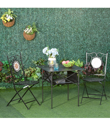 Aluminum Camping Table Roll-Top Folding Table Picnic Table w/ Mesh  Bag, Black