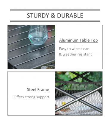 Aluminum Camping Table Roll-Top Folding Table Picnic Table w/ Mesh  Bag, Black