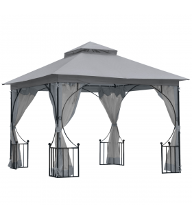 Gazebo Party Tent Canopy Sun Shade for Patio Garden Light Grey 3x3(m) Outsunny