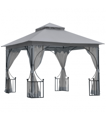 Gazebo Party Tent Canopy Sun Shade for Patio Garden Light Grey 3x3(m) Outsunny