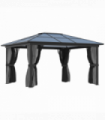 4x3.6m Aluminium Hardtop Gazebo Canopy w/ Polycarbonate Top, Curtains Outsunny