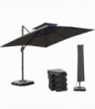 360??Cantilever Parasol Roma Umbrella Base Weights, Cover, Dark Grey Outsunny
