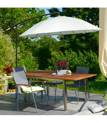 3(m) Cantilever Shanghai Parasol Crank Handle, Cross Base, Off-White Outsunny