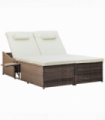 2 Seater Double Rattan Sun Lounger Recliner Day Bed Wicker Sofa Outsunny