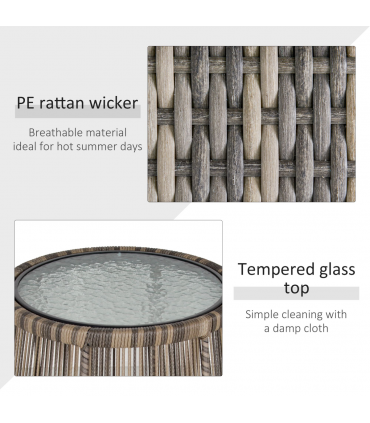 3 PCS Webbed PE Rattan Outdoor Patio Set w/ Cushions Steel Frame Grey Outsunny