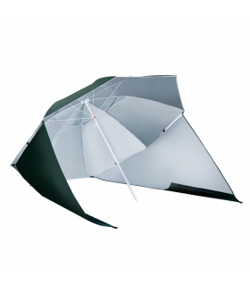Beach Umbrella Sun Shelter 2 in 1 Umbrella UV Protection Steel Green Outsunny