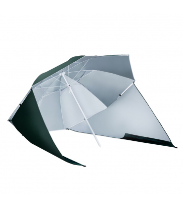 Beach Umbrella Sun Shelter 2 in 1 Umbrella UV Protection Steel Green Outsunny