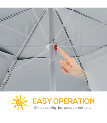 Beach Umbrella Sun Shelter 2 in 1 Umbrella UV Protection Steel Green Outsunny