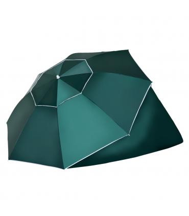 Beach Umbrella Sun Shelter 2 in 1 Umbrella UV Protection Steel Green Outsunny