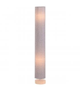 Floor Lamp Wooden Base, Linen Fabric Grey 120H cm x 15cm x 15cm Uplighter