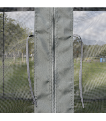 3 x 3(m) Garden Gazebo Double Top Gazebo Canopy w/ Curtains Grey Outsunny