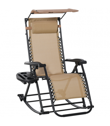 Folding Recliner Chair Outdoor Lounge Rocker Zero-Gravity Seat w/ Adjustable