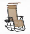 Folding Recliner Chair Outdoor Lounge Rocker Zero-Gravity Seat w/ Adjustable