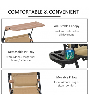 Folding Recliner Chair Outdoor Lounge Rocker Zero-Gravity Seat w/ Adjustable