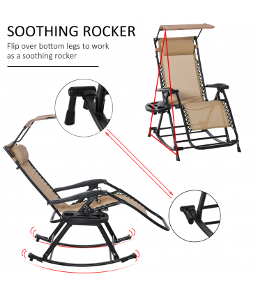 Folding Recliner Chair Outdoor Lounge Rocker Zero-Gravity Seat w/ Adjustable